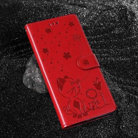 Чехол-книжка Cat and Dog для Xiaomi Redmi Note 14 5G - красный