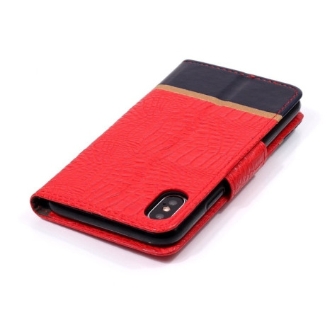 Кожаный чехол- книжка Crocodile Texture на iPhone XR красный