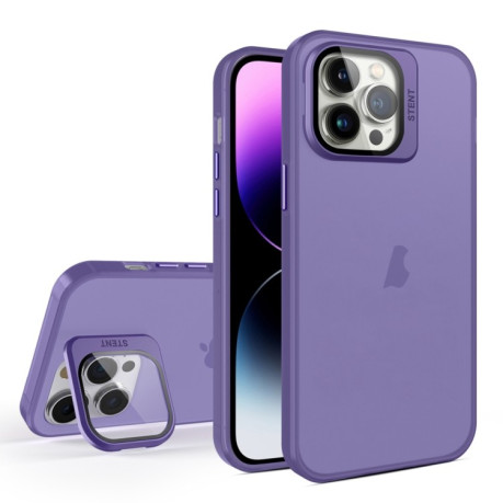 Противоударный чехол Skin Feel Lens Holder Translucent для iPhone 15 Pro Max - фиолетовый