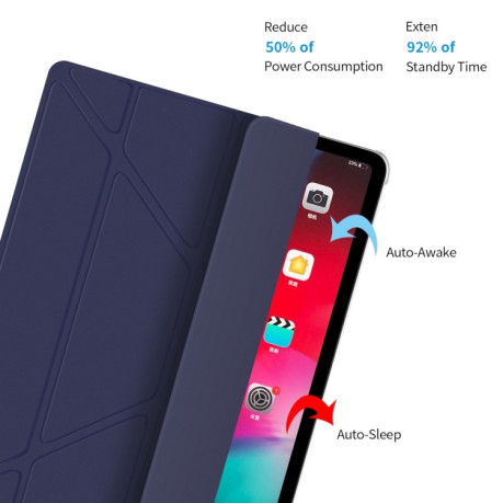 Чехол книжка Multi-folding Shockproof для iPad Pro 12.9 2018 / 2020 - розовое золото