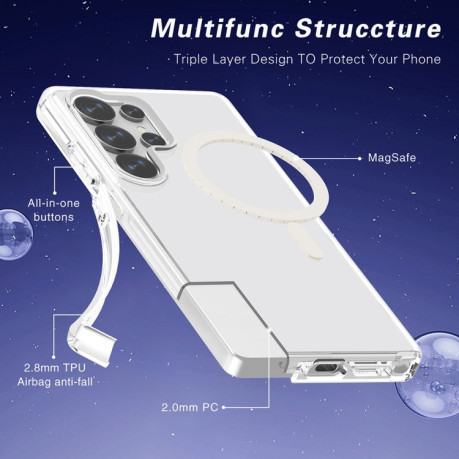 Противоударный чехол Terminator Style Transparent MagSafe Magnetic для Samsung Galaxy S25 Ultra 5G - прозрачный