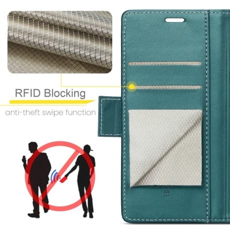 Чехол-книжка CaseMe 023 Butterfly Buckle Litchi Texture RFID Anti-theft Leather на Samsung Galaxy A07 / A06 - зеленый