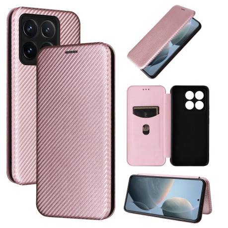 Чехол-книжка Carbon Fiber Texture на  Xiaomi 14T - розовый