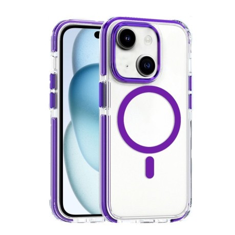 Чохол Dual-color MagSafe TPU Hybrid для iPhone 15 – фіолетовий