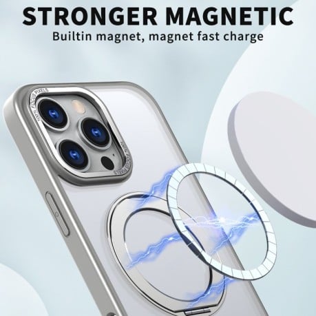 Противоударный чехол Wing Series MagSafe Magnetic Ring Holder для  iPhone 16 Pro - Titanium Gray