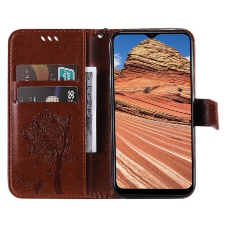 Чехол-книжка Cat Embossing Pattern на Vivo Y11s/Y12A/Y12s/Y20/Y20A/Y20s/Y20G/Y20SG - кофейный