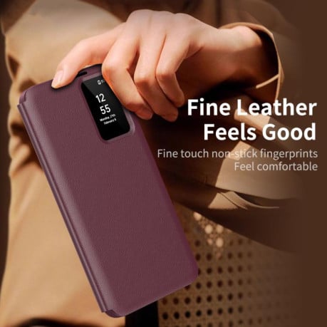 Чохол-книжка Smart View Window Leather на Samsung Galaxy A37 5G — червоний
