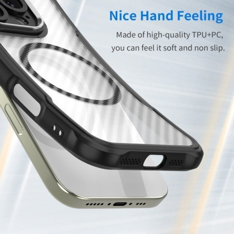 Ударозахисний чохол Carbon Fiber Texture MagSafe Translucent на Google Pixel 9a - чорний