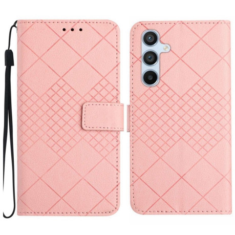 Чехол-книжка Grid Texture для Samsung Galaxy M15 5G - розовый