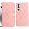 Чехол-книжка Rhombic Grid Texture для Samsung Galaxy M35 5G - розовый