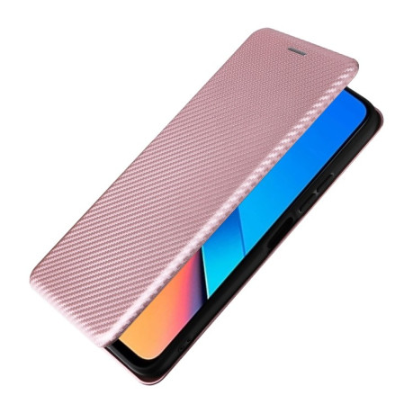 Чехол-книжка Carbon Fiber Texture на Xiaomi Redmi 12 4G/12 5G/Note 12R/POCO M6 Pro 5G - розовый