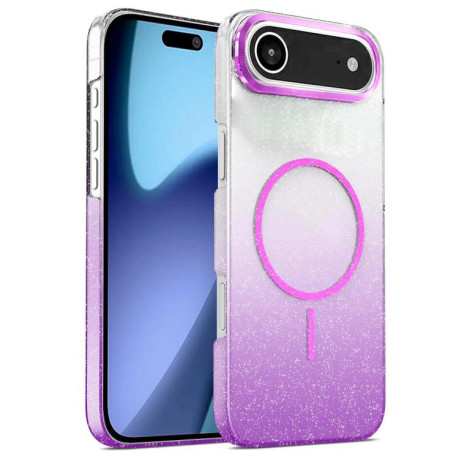 Противоударный чехол Gold Diamond Glitter Gradient MagSafe Shockproof для iPhone Air - фиолетовый