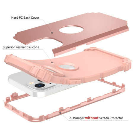 Противоударный Чехол Dropproof 3 in 1 Silicone sleeve для  iPhone 14 Plus - розовое золото