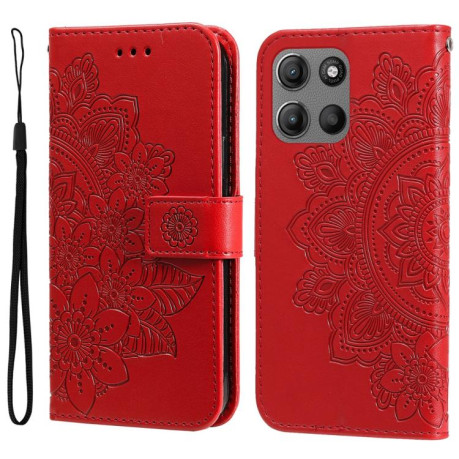 Чохол-книжка 7-petal Flowers Embossing для Motorola Moto G15/G15 Power - червоний