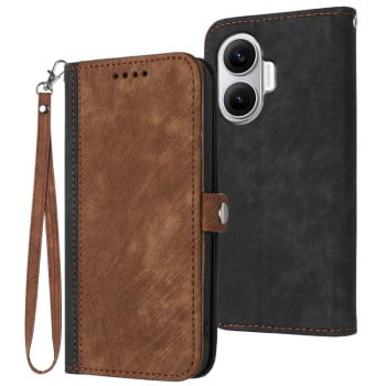 Чохол-книжка Side Buckle Double Fold Hand Strap Leather для Xiaomi Poco F7 - коричневый