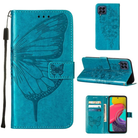 Чехол-книжка Embossed Butterfly для Samsung Galaxy M53 5G - синий