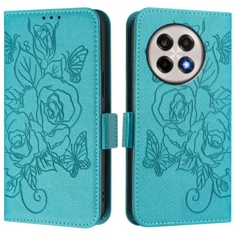 Чохол-книжка Embossed Rose RFID Anti-theft Leather для OnePlus 13R/Ace 5/Ace 5 Pro - блакитний