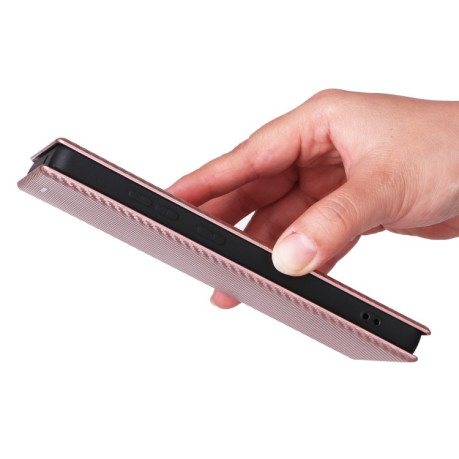 Чохол-книжка Carbon Fiber Texture  для Samsung Galaxy S25 Ultra 5G - рожевий
