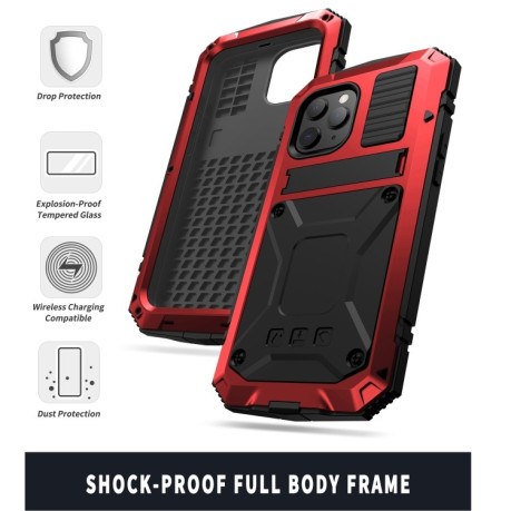 Противоударный металлический чехол R-JUST Dustproof на iPhone 12 / 12 Pro - красный
