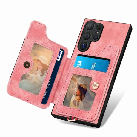 Чехол Retro Skin Feel Amile для Samsung Galaxy S24 Ultra 5G - розовый