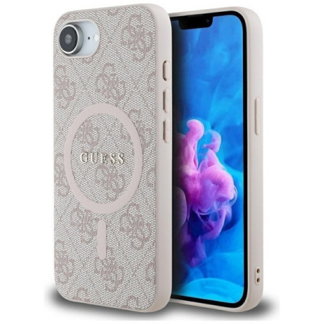 Оригинальный чехол Guess 4G Ring Classic MagSafe для iPhone 16e - Pink