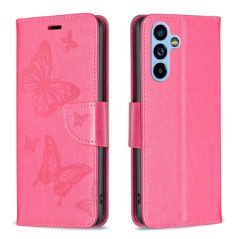 Чехол-книжка Butterflies Pattern для Samsung Galaxy A54 5G - пурпурно-красный