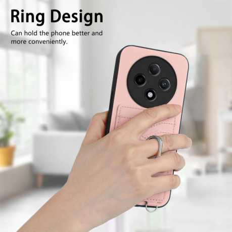 Противоударный чехол R20 Ring Card Holder для OPPO A3 Pro 5G - розовый