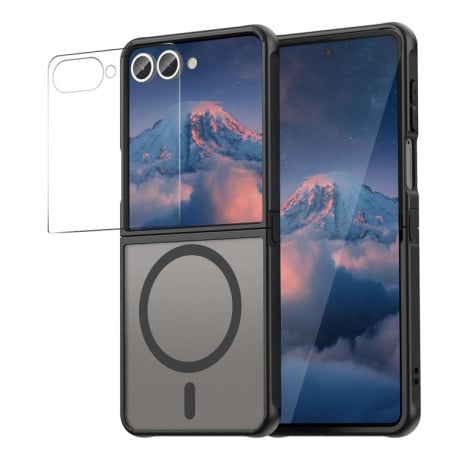 Чохол ENKAY Hat-Prince з MagSafe матовий+скло на Samsung Galaxy Flip 7 - чорне