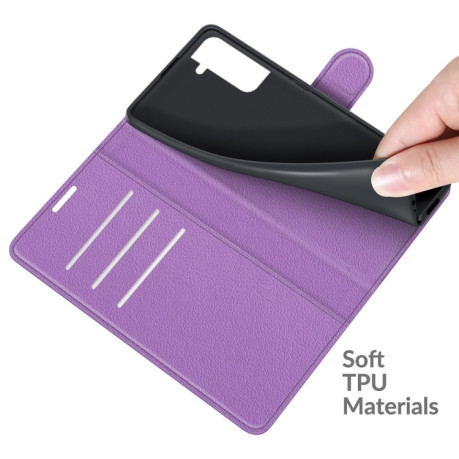 Чехол-книжка Litchi Texture на Samsung Galaxy S22 - фиолетовый
