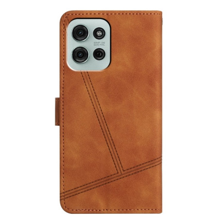 Чохол-книжка Skin-feel Stitching Leather для Motorola Moto G75 - коричневий
