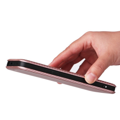 Чехол-книжка Carbon Fiber Texture на Xiaomi  Redmi Note 14 5G/Poco M7 Pro 5G  - розовый
