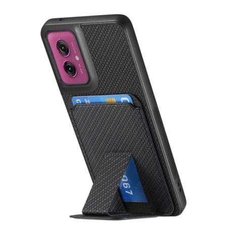 Противоударный чехол Carbon Fiber Card Bag для Motorola Moto G55 - черный