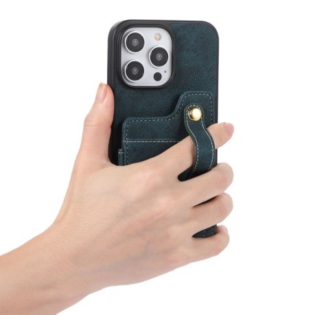 Чохол протиударний ABEEL Litchi Texture Card Bag для iPhone 15 Plus - синій