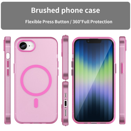 Противоударный чехол MagSafe Frosted Translucent TPU + PC для iPhone 16e - розовый