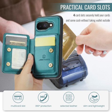 Чехол JEEHOOD J05 Business Magnetic Style RFID Leather для Google Pixel 9a - синий