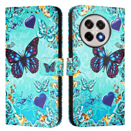 Чехол-книжка Colored Drawing Pattern Plain Weave Leather для OnePlus 13R / Ace 5 / 5 Pro - Black And White Tiger