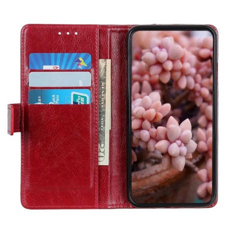 Чехол-книжка Copper Buckle Nappa Texture на Samsung Galaxy A42 - винно-красный