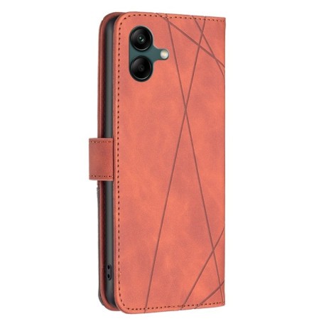 Чехол-книжка Magnetic Buckle Rhombus Texture для Samsung Galaxy A05 - коричневый