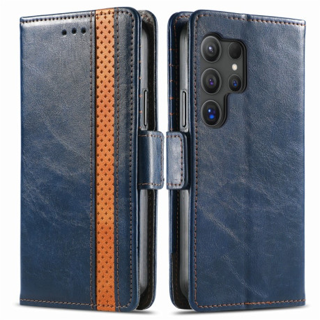 Чехол-книжка CaseNeo Splicing Dual Magnetic Buckle Leather для Samsung Galaxy S24 Ultra 5G - синий