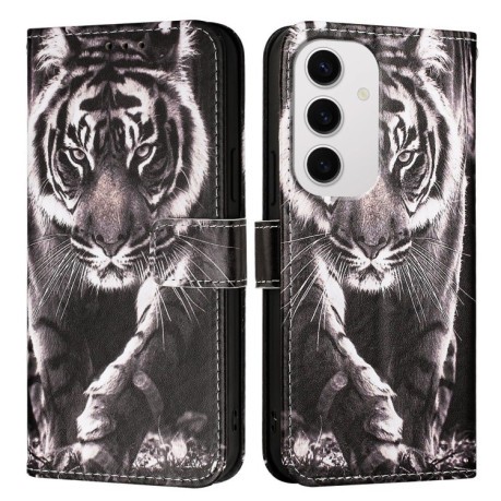 Чохол-книжка Pattern Plain Weave для Samsung Galaxy S24 FE 5G - Black And White Tiger