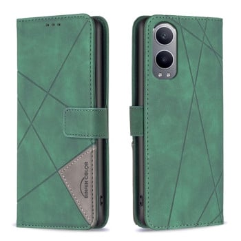Чохол-книжка з фактурою Rhombus та магнітним хлястиком на OnePlus Nord CE4 Lite -чорний - зелений