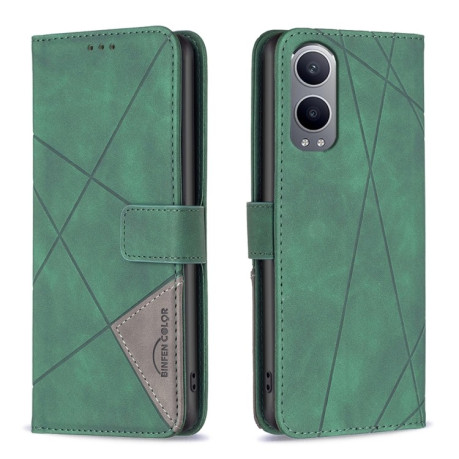 Чохол-книжка Rhombus Texture для OnePlus Nord CE4 Lite -чорний - зелений
