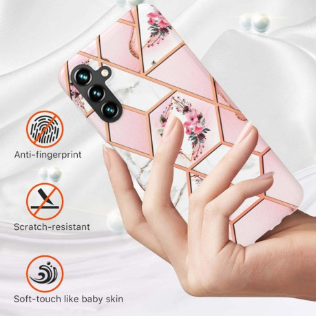 Противоударный чехол Marble Flower для Samsung Galaxy A14 5G - Pink Flower