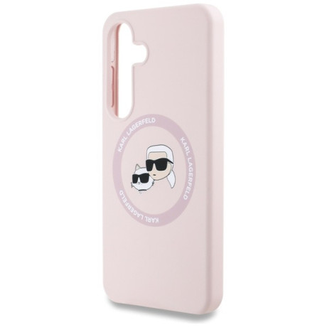 Оригинальный чехол Karl Lagerfeld Silicone Double Heads And Circle MagSafe для Samsung Galaxy S25 - Pink