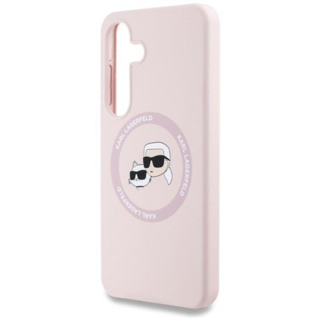 Оригінальний чохол Karl Lagerfeld Silicone Double Heads And Circle MagSafe для Samsung Galaxy S25 Plus - Pink