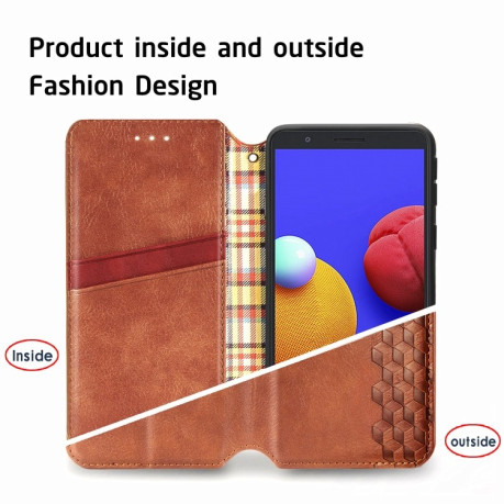 Чехол-книжка Cubic Grid на Samsung Galaxy A01 Core / M01 Core - коричневый