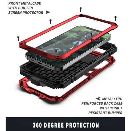 Противоударный металлический чехол R-JUST Dustproof на iPhone 12 Pro Max - красный