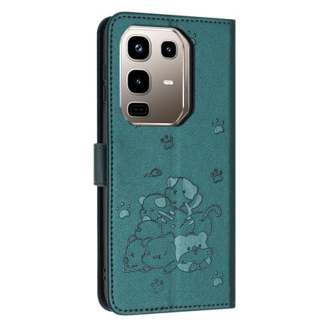 Чохол-книжка Embossed Kitten Phone Leather для Infinix Note 50 4G / 50 Pro 4G - зелений