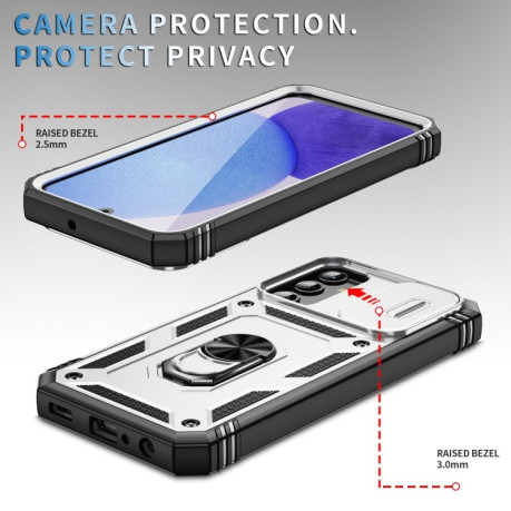 Противоударный чехол Sliding Camshield для Samsung Galaxy A25 5G - бело-черный