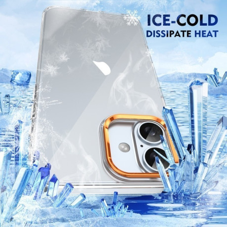 Противоударный чехол Ice Feel HD Transparent PC Full Coverage для iPhone 16 Plus - оранжевый